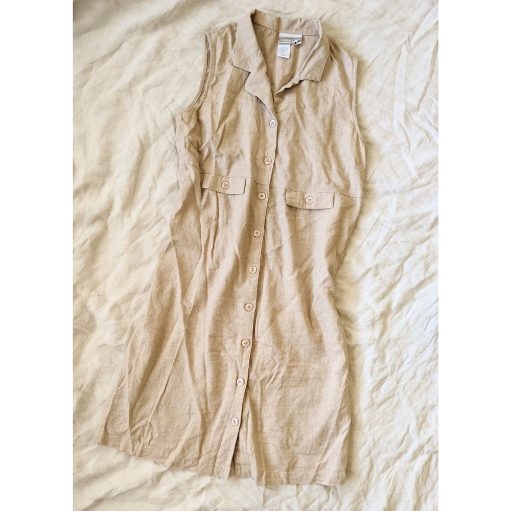 Y2K sleeveless linen blend dress